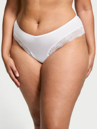 Гладкие трусики Victoria's Secret чики с кружевом 1159861599 (Белый M)