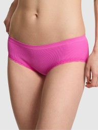 Жіночі трусики хіпхагери в рубчик Victoria's Secret PINK з мереживом 1159862063 (рожевий XL)