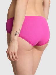 Жіночі трусики хіпхагери в рубчик Victoria's Secret PINK з мереживом 1159862063 (рожевий XL)