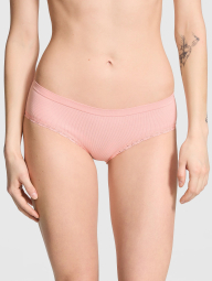Жіночі трусики хіпхагери в рубчик Victoria's Secret PINK з мереживом 1159862065 (рожевий XL)