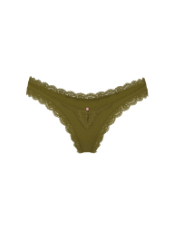 Женские гладкие трусики бразильяны Victoria's Secret с кружевом 1159862559 (Зеленый S)
