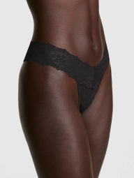 Женские кружевные трусики Victoria's Secret Pink тонг 1159862716 (Черный XS)