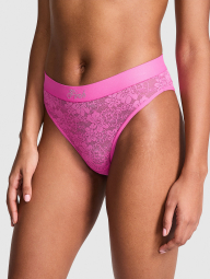 Женские кружевные трусики бразилиана Victoria's Secret Pink 1159862883 (Розовый XS)