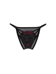 Женские трусики бразильяны Victoria's Secret с вышивкой 1159863376 (Черный XL)