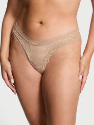 Кружевные трусики тонг Victoria's Secret 1159863746 (Бежевый M)