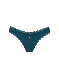 Женские гладкие трусики бразильяны Victoria's Secret с кружевом 1159863994 (Синий XS)