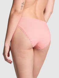 Женские трусики бикини в рубчик Victoria's Secret PINK с кружевом 1159864599 (Розовый XL)
