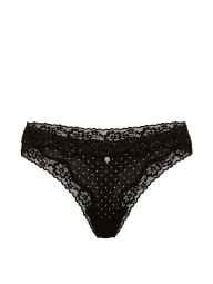 Жіночі трусики тонг Victoria's Secret з мереживним оздобленням 1160344720 (Чорний L)