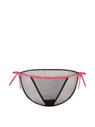 Сітчасті трусики бікіні Victoria's Secret PINK з вишивкою 1160463964 (Чорний S)