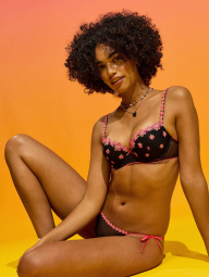 Сітчасті трусики бікіні Victoria's Secret PINK з вишивкою 1162188053 (Чорний M)