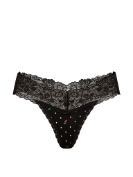 Жіночі трусики тонг Victoria's Secret Pink з мереживом 1160492081 (Чорний S)