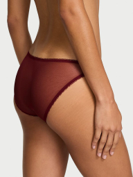 Сетчатые трусики бикини Victoria's Secret с кружевом и стразами 1160805723 (Бордовый S)