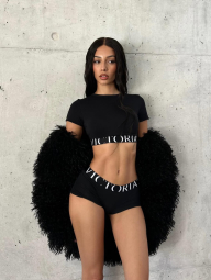 Женские трусики шортики Victoria's Secret 1160817651 (Черный L)