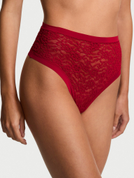 Трусики тонг Victoria's Secret с высокой посадкой 1160862892 (Бордовый XS)