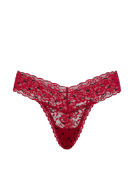 Кружевные трусики тонг Victoria's Secret в горошек 1160866323 (Бордовый XS)