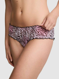 Жіночі сітчасті трусики чіки Victoria's Secret Pink з воланами 1160963990 (Чорний/Рожевий S)