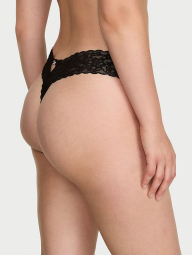 Мереживні трусики тонг Victoria's Secret 1160953388 (Чорний XS)