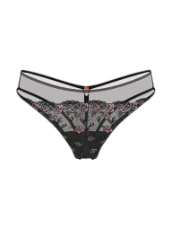 Сітчасті трусики чики Victoria's Secret з вишивкою 1160983019 (Чорний XS)