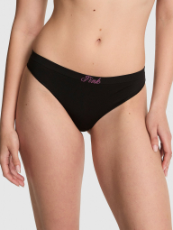 Жіночі трусики Тонг Victoria's Secret Pink з логотипом 1160993369 (Чорний S)