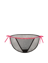 Сетчатые трусики бикини Victoria's Secret PINK с вышивкой 1161007428 (Черный M)
