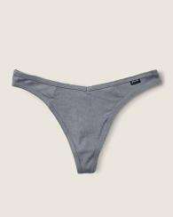 Трусики тонг Victoria's Secret Pink в рубчик 1161057412 (Серый M)