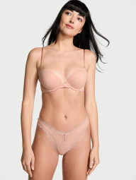 Женские трусики бразилиана Victoria's Secret с кружевом 1161712819 (Бежевый XXL)