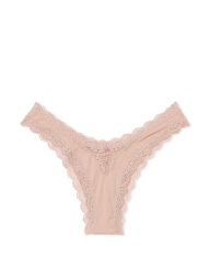 Женские трусики бразилиана Victoria's Secret с кружевом 1161712819 (Бежевый XXL)