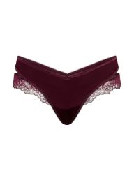 Трусики тонг Victoria's Secret с кружевом 1161729082 (Бордовый L)