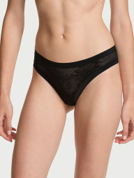 Бесшовные трусики тонг Victoria's Secret с узором 1161796377 (Черный S)
