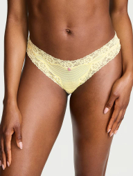 Женские сетчатые трусики тонг Victoria's Secret с кружевом 1161965948 (Желтый XL)