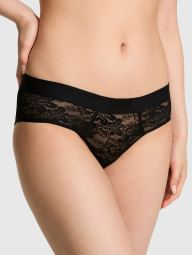 Женские кружевные трусики хипхаггеры Victoria's Secret PINK 1161971775 (Черный L)