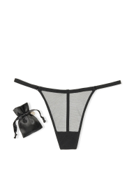 Сетчатые трусики стринги Victoria's Secret в фирменном мешочке 1162013048 (Черный L)