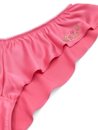 Трусики бразильяны Victoria's Secret с оборками и нашивкой 1162057357 (Розовый L)