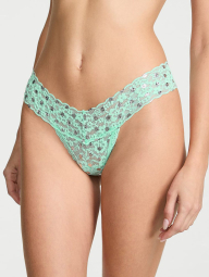 Мереживні трусики тонг Victoria's Secret в горошок 1162120841 (Зелений S)
