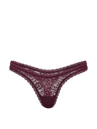 Кружевные трусики тонг Victoria's Secret 1162134726 (Бордовый S)