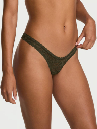 Кружевные трусики тонг Victoria's Secret 1162137528 (Зеленый S)