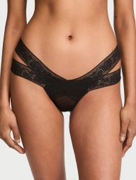 Трусики тонг Victoria's Secret с кружевом 1162212003 (Черный L)