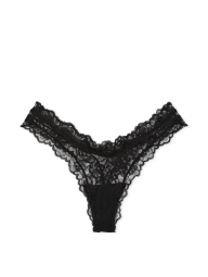 Кружевные трусики тонг Victoria's Secret 1162222544 (Черный M)