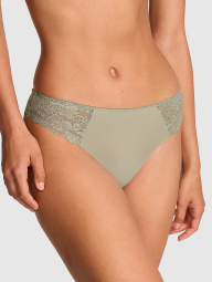 Трусики безшовні тонг Victoria's Secret Pink з мереживом 1162268420 (Зелений S)
