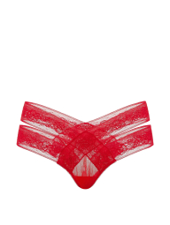 Трусики чики Victoria's Secret с кружевом 1162453275 (Красный M)