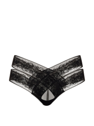 Трусики чики Victoria's Secret с кружевом 1162472053 (Черный L)