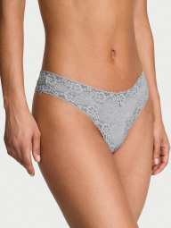 Женские трусики тонг Victoria's Secret с кружевной отделкой 1162684852 (Серый XS)