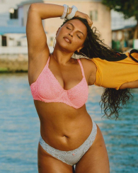 Женские трусики тонг Victoria's Secret с кружевной отделкой 1162684852 (Серый XS)
