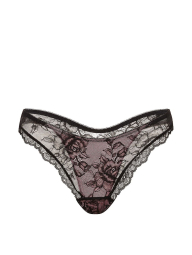 Кружевные трусики тонг Victoria's Secret 1162722346 (Черный/Розовый M)