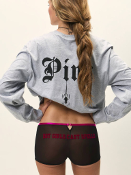 Сетчатые трусики шортики Victoria's Secret Pink 1163256146 (Черный S)