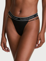 Бавовняні трусики тонг Victoria's Secret з бретелями 1163306839 (Чорний XS)