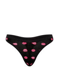 Трусики тонг Victoria's Secret с принтом 1163475897 (Черный L)