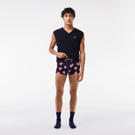 Фирменные мужские трусы транки Lacoste набор 1159843263 (Синий/Красный XXL)