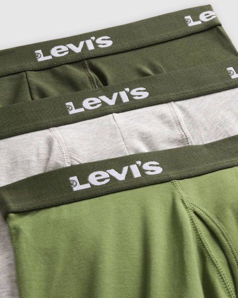 Набор мужских трусов боксеров Levi's 3 шт 1159857826 (Серый/Зеленый XL)