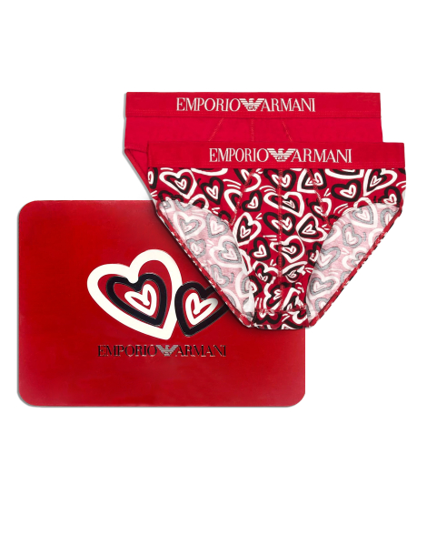 Мужские трусы брифы Emporio Armani набор 1160153129 (Черный/Красный XXL)